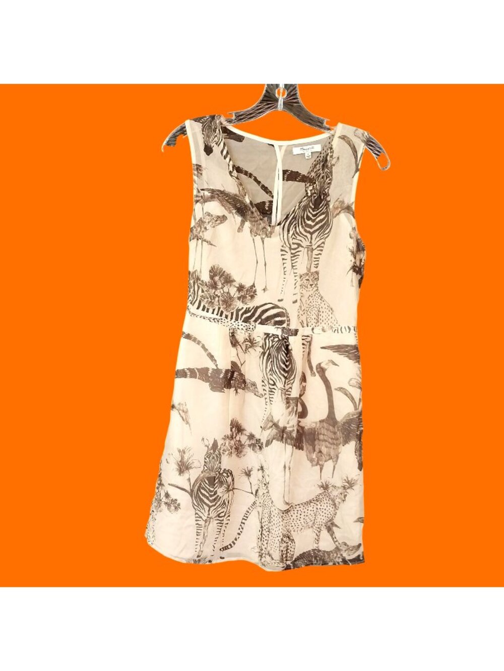 Madewell Womens Safari Print Sleeveless Dress Size 4 Beige/Brown Lightweight
